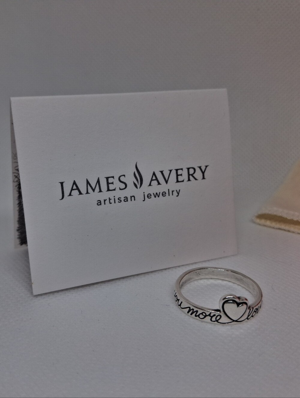 James Avery Sterling Silver "Love You More" Script Heart Ring - Retiring